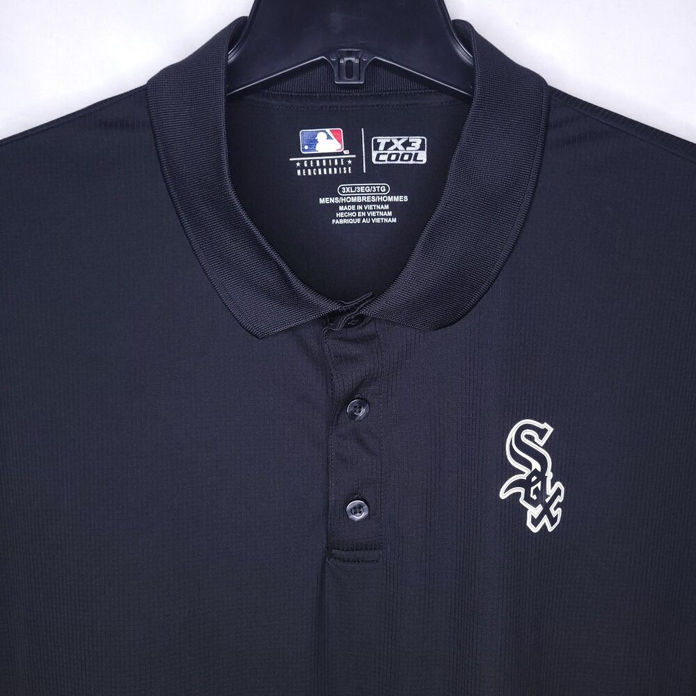 Chicago White Sox Polo Shirt Mens 3XL Black TX3 Cool Short Sleeve